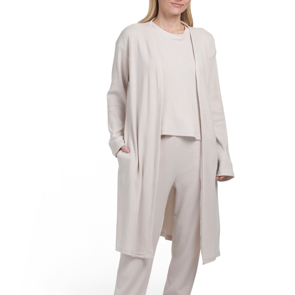 Cream Lounge 2 Piece Set with Pants and Long Cardigan NWT